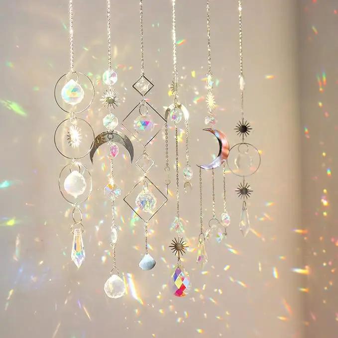6Pieces Crystal Suncatchers for Window Hanging Sun Catcher with Chain Rainbow Maker Crystal Prisms Decor for Home Garden Party Wedding Ornament Gift Mother Daughter by GreenHaven Gardens
