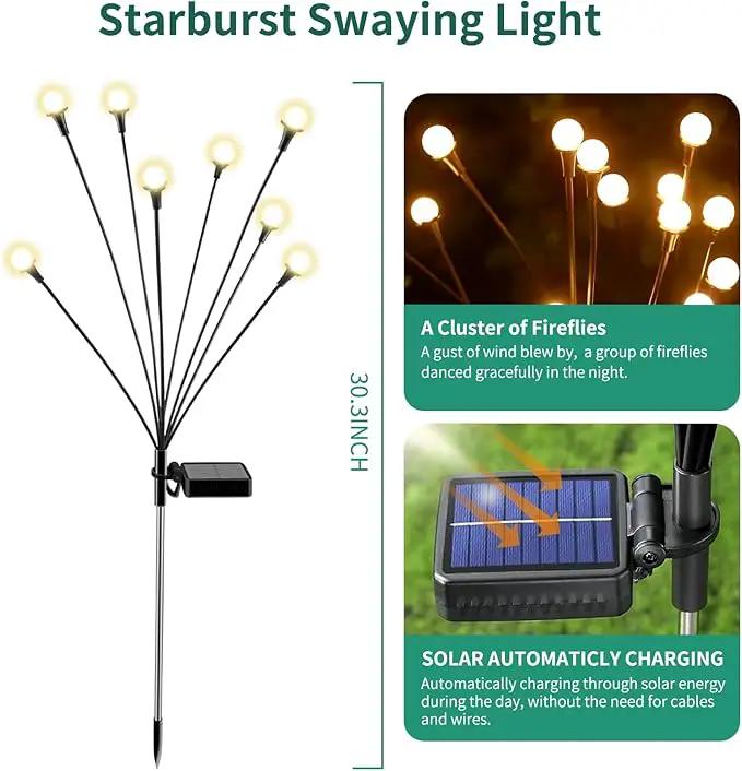 Solar Lights Outdoor Waterproof, 8 Packs 64LED, Solar Garden Lights, Patio Lights, Garden Decor, Patio Decor, Firefly Lights Solar Outdoor, Unique Gifts for Women, Gifts for Grandma by GreenHaven Gardens
