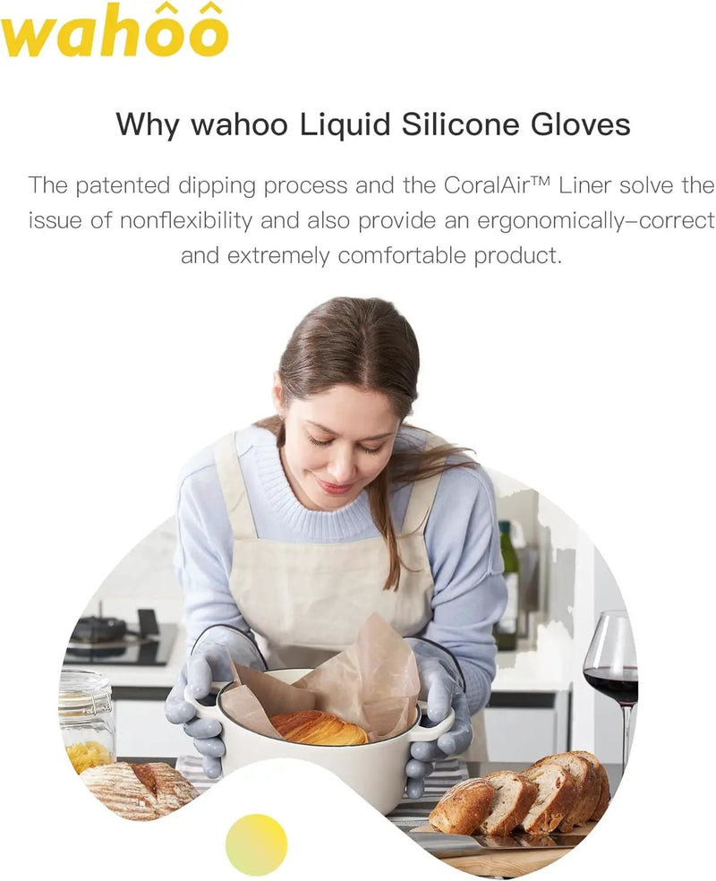 wahoo Professional Liquid Silicone Oven Mitts Gloves, Heat Resistant Gloves for Cooking, Baking, CoralAir Liner, 12 Inch, Purple, X-Large by GreenHaven Gardens