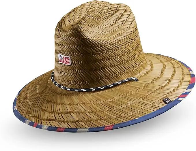Straw Hat for Men & Women | Lifeguard Hat, Beach Hat & Sun Hat | UPF 50+ Wide Brim for Sun Protection | One Size | Hemlock by GreenHaven Gardens