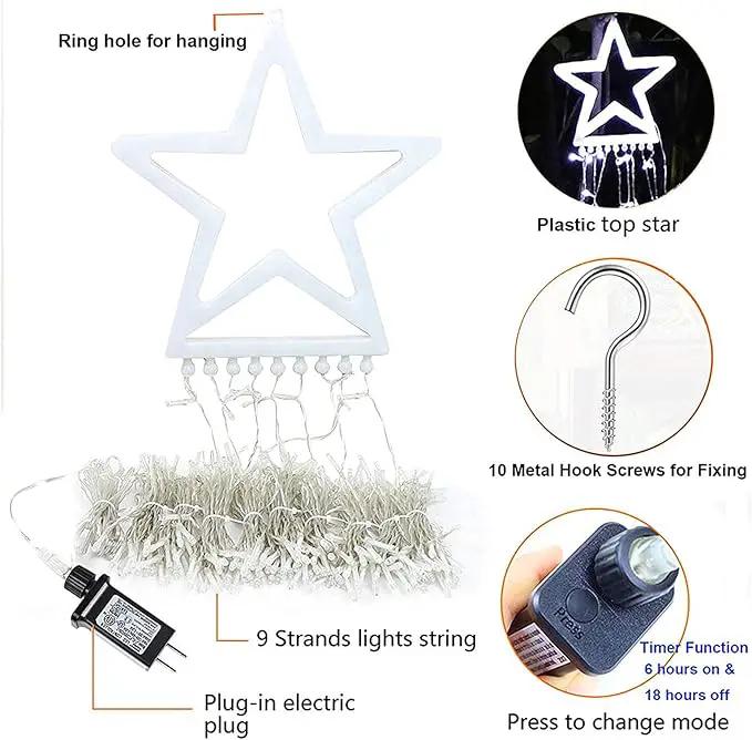 Christmas Decoration Lights, Outdoor Christmas String Lights 320 LED 11.5 Ft Waterfall Tree Lights with Big Star Topper 8 Light Modes for Christmas New Year Holiday Garden Yard Indoor Outdoor Decor by GreenHaven Gardens