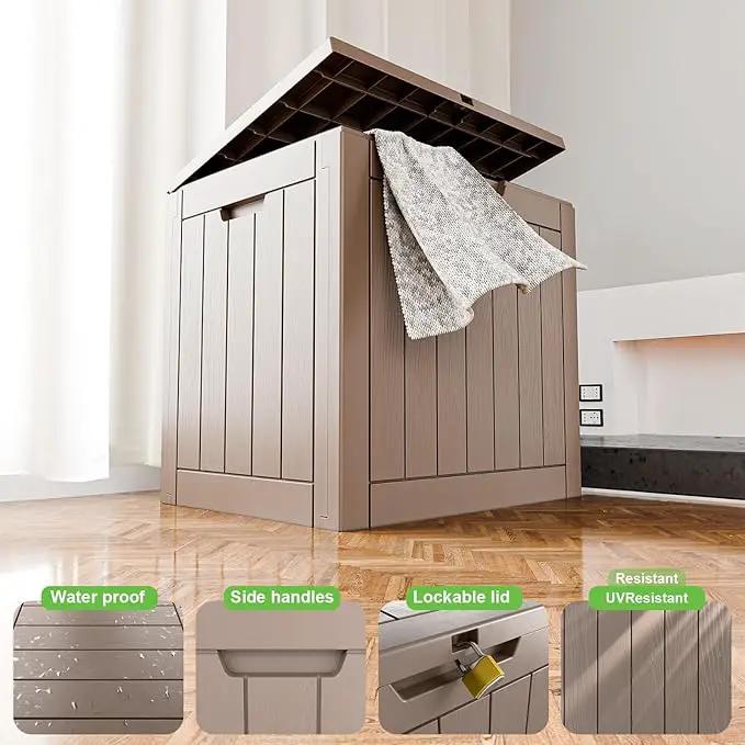 30 Gallon Outdoor Deck Box,Storage Lockable Waterproof Patio Furniture,Garden Tools,Cushions,Pool Accessories Outside Storage Resin Box(Grey) by GreenHaven Gardens