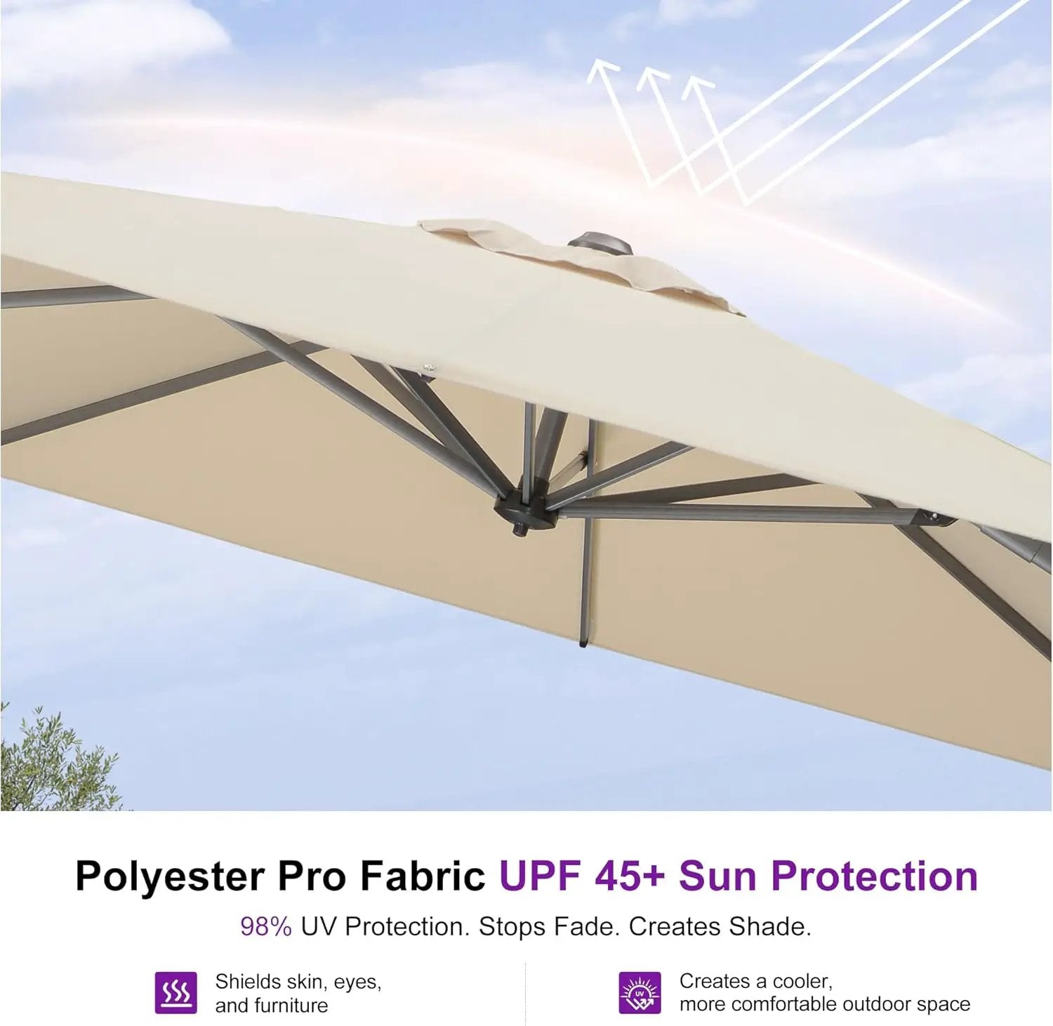 PURPLE LEAF 10 Feet Patio Umbrella Outdoor Cantilever Square Umbrella Aluminum Offset Umbrella with 360-degree Rotation for Garden Deck Pool Patio, Beige by GreenHaven Gardens