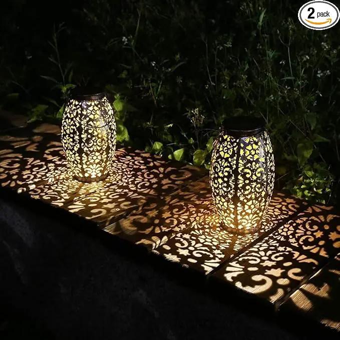 Kaixoxin 2 Pack Solar Lantern Lights for Hanging or Table Outdoor Solar Light for Patio Courtyard Garden (Silver-2pack) by GreenHaven Gardens