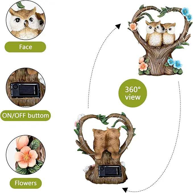 Solar Garden Owl Statue, Owl Figurines with Solar LED Lights for Garden Patio Lawn Ornaments, Indoor Outdoor Decor Waterproof Garden Gift for Owl Lovers 7'' by GreenHaven Gardens
