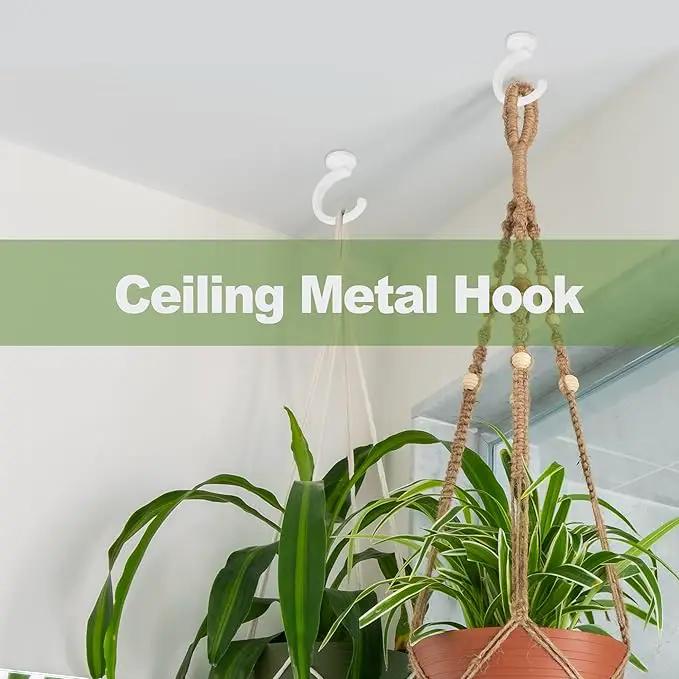4pcs Ceiling Hooks for Hanging Plants, Lights - Metal Small Heavy Duty Indoor/Outdoor Wall Plant Hanger Swag Hooks by GreenHaven Gardens