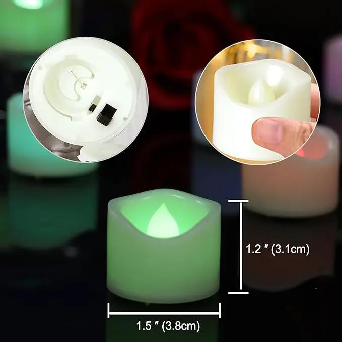 CANDLE CHOICE Color Changing Battery Operated Flameless Tea Lights Bright Flickering LED Tealight Votive Candles Wedding Party Table Centerpieces Halloween Christmas Decorations Batteries Incl 24 Pack by GreenHaven Gardens
