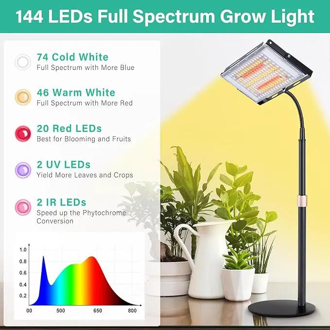 LBW Grow Light for Indoor Plants,144 LED Full Spectrum Plant Light for Indoor Plants, Large Desk Grow Lamp with On/Off Switch, Height Adjustable, Flexible Gooseneck, Ideal for Indoor Grow by GreenHaven Gardens