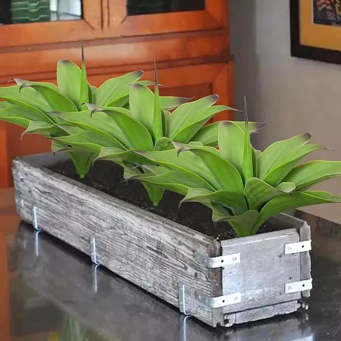 Fake Plants Artificial Agave Plants,Large UV Resistant Fake Agave Planters for Indoor and Outdoor Decorating Tropical Plant Succulents Greenery Indoor Decor13.8 (2Pack, Dark Green) by GreenHaven Gardens