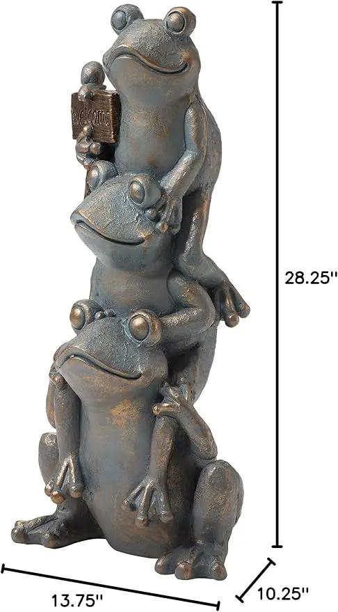 Glitzhome Stacked Frog Outdoor Statue Large Garden Sculpture Decoration, 28" H, Bronze by GreenHaven Gardens