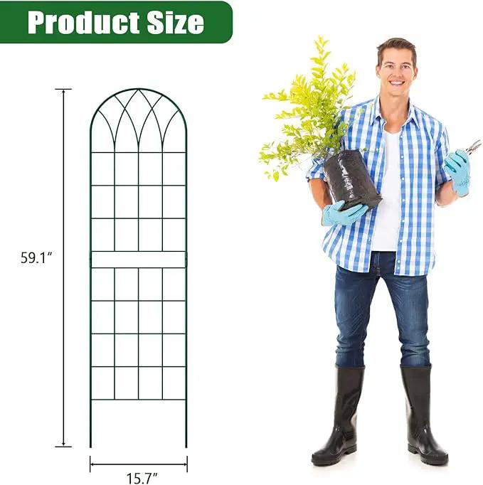4 Pack Metal Garden Trellis for Climbing Plants,Green Metal Garden Trellis for Vines Plant Rose Vegetable Support,Large Decorative Outdoor Trellis by GreenHaven Gardens
