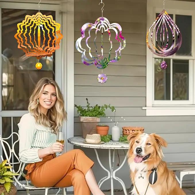 Sublimation Wind Spinner Blanks, 8 Pack 10 Inch 3D Aluminum Metal Hanging Wind Spinner Bulk for Garden Yard Outdoor, Window Porch Decoration for Heat Press Transfer DIY by GreenHaven Gardens