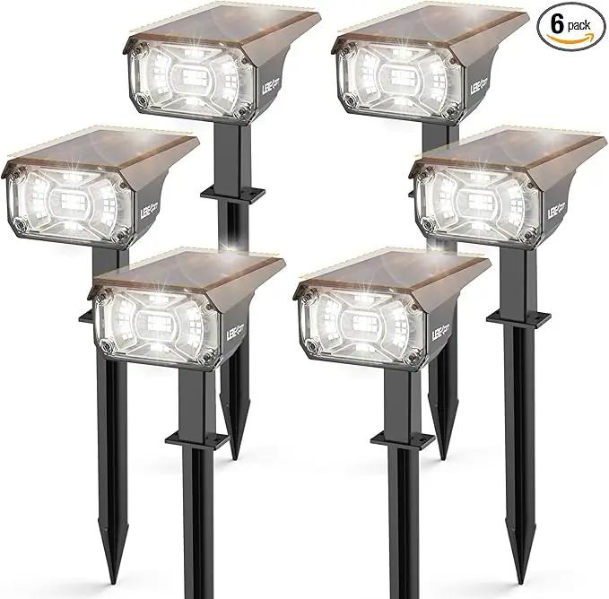 Solar Lights Outdoor Waterproof Landscape Lights, 40 LEDs Solar Spot Lights Outdoor Spotlights with 3 Light Modes, USB & Solar Powered Garden Yard Wall Lights Auto On/Off for Patio 6 Pack by GreenHaven Gardens