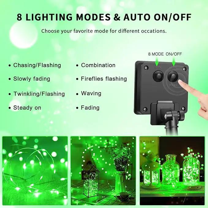 JMEXSUSS 4 Pack Green Solar Christmas Lights, Total 400 LED 132FT Solar String Lights Outdoor Waterproof, 8 Modes Copper Wire Solar Fairy Lights for Patio Garden Yard Tree Christmas Decor by GreenHaven Gardens