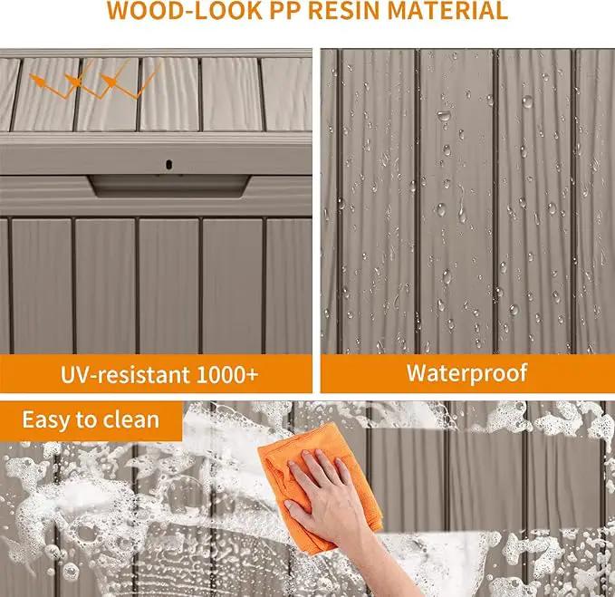 45 Gallon Resin Deck Box, Lockable Patio Outdoor Storage Box for Furniture, Garden Tools and Tools Storage, Waterproof Outside Storage Boxes - Grey by GreenHaven Gardens