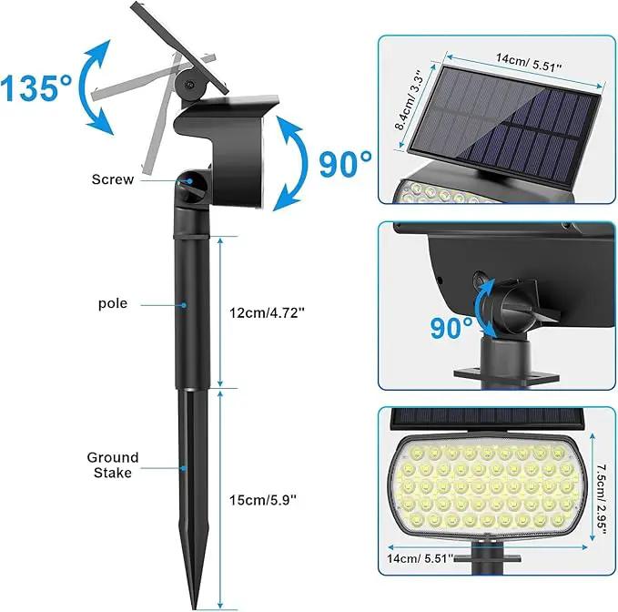 108 LED Solar Spot Lights Outdoor, Solar Lights Outdoor IP65 Waterproof, 3 Modes Solar Landscape Spotlights, Large Panel Solar Powered Lights for Garden Yard Pathway(Cool White/2 Pack) by GreenHaven Gardens