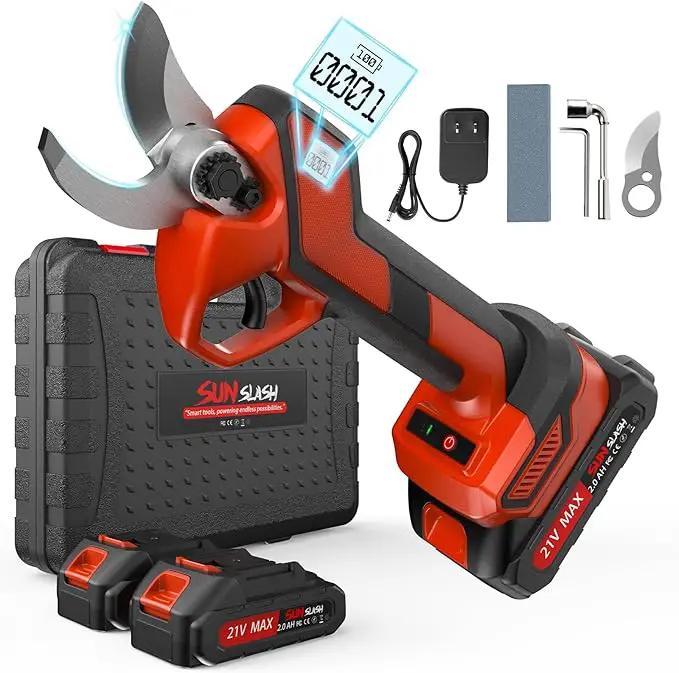 Upgraded Cordless Electric Pruning Shears with LCD Display, Battery Powered Garden Shears with Brushless Motor, 2 Rechargeable Batteries, 2 Inch (50mm) Cutting for Trees, Shrubs, and Yard Trimming by GreenHaven Gardens