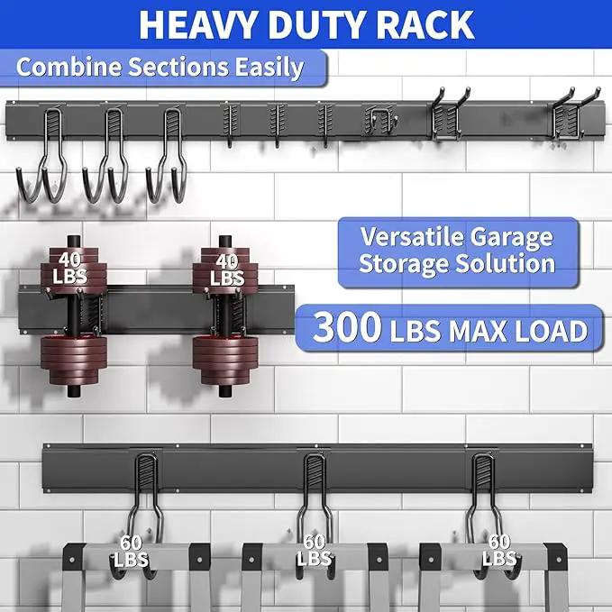 Garage Organization Tool Organizer Wall Mount, 64inch Heavy Duty Garden Tool Organizer Storage System, Easy Install with 10 Adjustable Hooks, for Garage, Basement, Shed, Workshop(Black) by GreenHaven Gardens