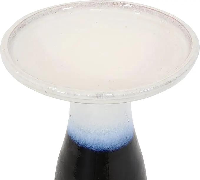 Sunnydaze 21" H Ceramic Bird Bath for Outside - Hand-Painted Outdoor Bird Bath Bowl, UV/Frost-Resistant Finish - Twilight - Classic Pedestal by GreenHaven Gardens