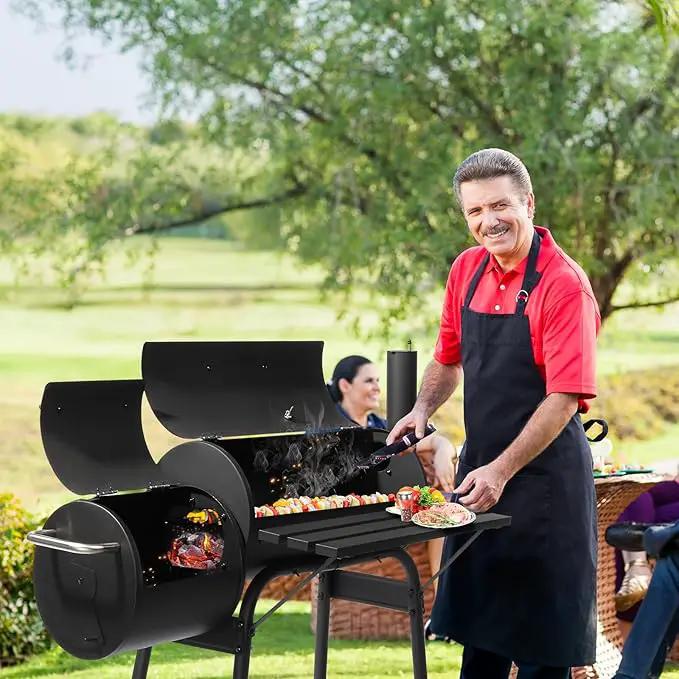 Outvita Outdoor BBQ Charcoal Grill, Portable Camping Grill for 6-10 People with Offset Smoker & Wheels for Patio Backyard Picnic by GreenHaven Gardens