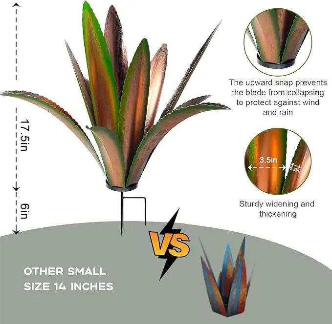 Enlarge thickened Wind Resistant Metal Agave Garden Art Metal Plant Country Garden Sculpture Statue Outdoor decoration Agave Metal Plant Courtyard Garden Lawn Ornament Gift (2, 12 Leaves Green) by GreenHaven Gardens