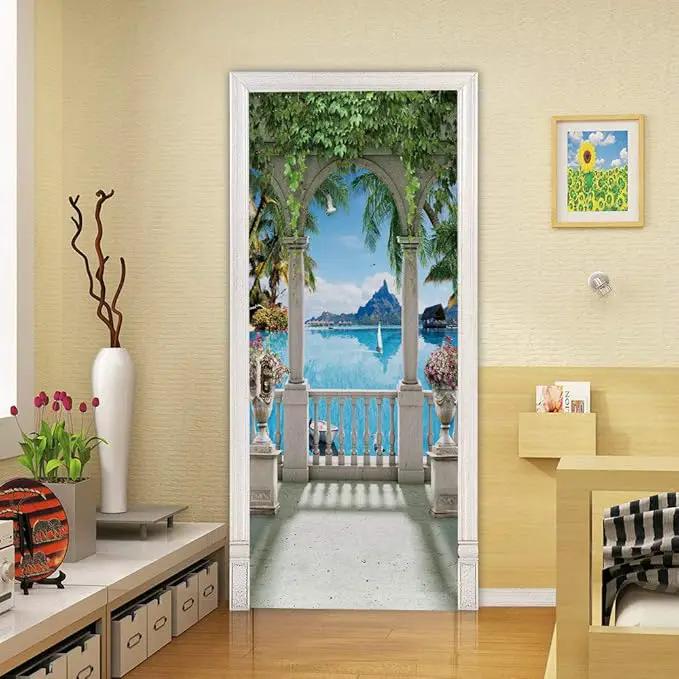 3D Door Stickers Murals - Peel & Stick Landscape - Wallpaper Self-Adhesive Decals - Removable PVC Waterproof Door Poster - Bedroom & Living Room Decoration - 37.4" x 78.7" by GreenHaven Gardens