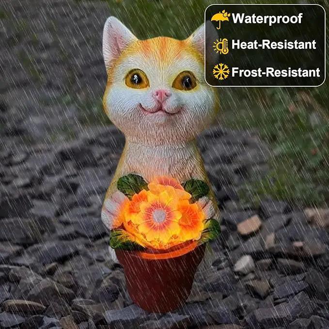 YODY Solar Garden Statues Outdoor Decor- Yard Decorations for Patio, Balcony, Backyard, Lawn Ornaments - Cat Statue with Flower Pot- Unique Cat Lover Gifts for Mom, Grandma, Women by GreenHaven Gardens