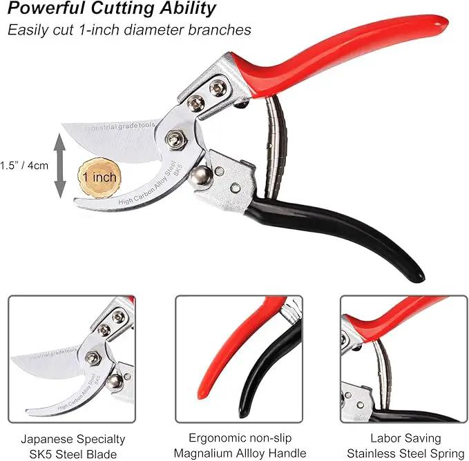 TONMA Pruning Shears [Made in Japan] Professional 8 Inch Premium Plant Garden Scissors Secateurs with Ergonomic Handle, Gardening Gifts Bypass Hand Pruners Branch Gardening Clippers for Plants by GreenHaven Gardens