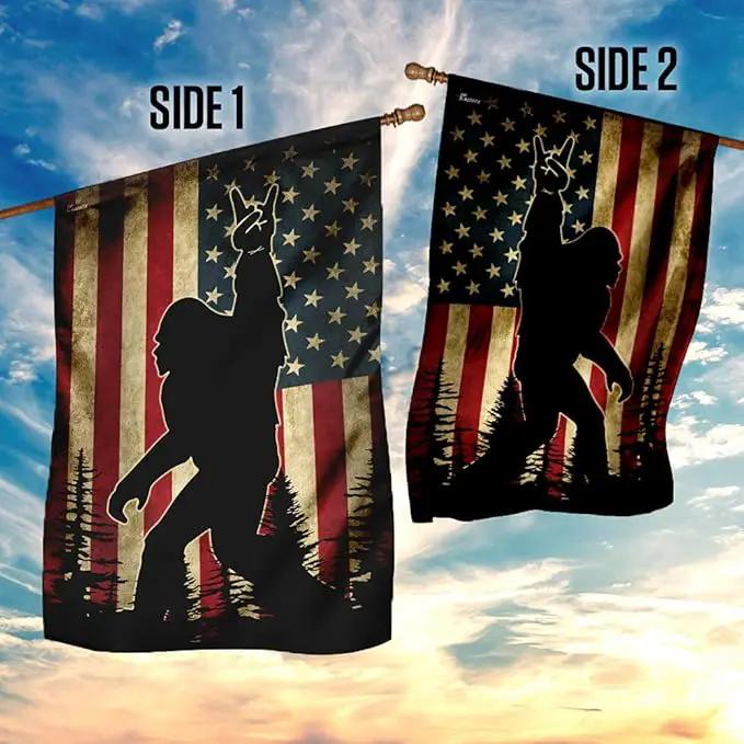 FLAGWIX American Flags, Sasquatch Bigfoot American Flag - 4th of July, Independence Day Decorations for Home, House Flag (29.5" x 39.5") - USA Flags Premium Polyester, Decorative Indoor Outdoor Flag by GreenHaven Gardens