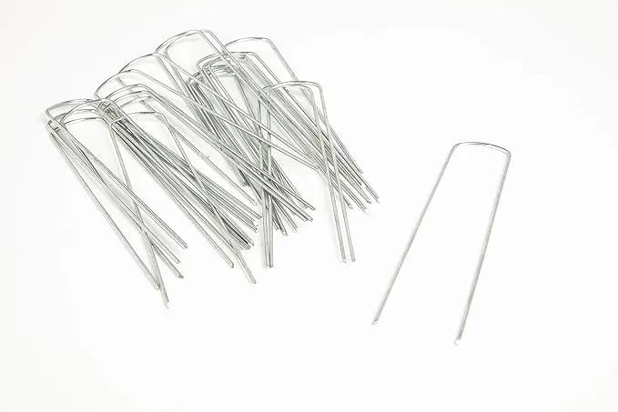 Landscape Pins (50 Count) - Galvanized Heavy-Duty Sod Pins Anti-Rust Fence Stakes for Weed Barrier Fabric, Ground Cover, Irrigation Tubing, 13 Gauge, 50 Pcs by GreenHaven Gardens