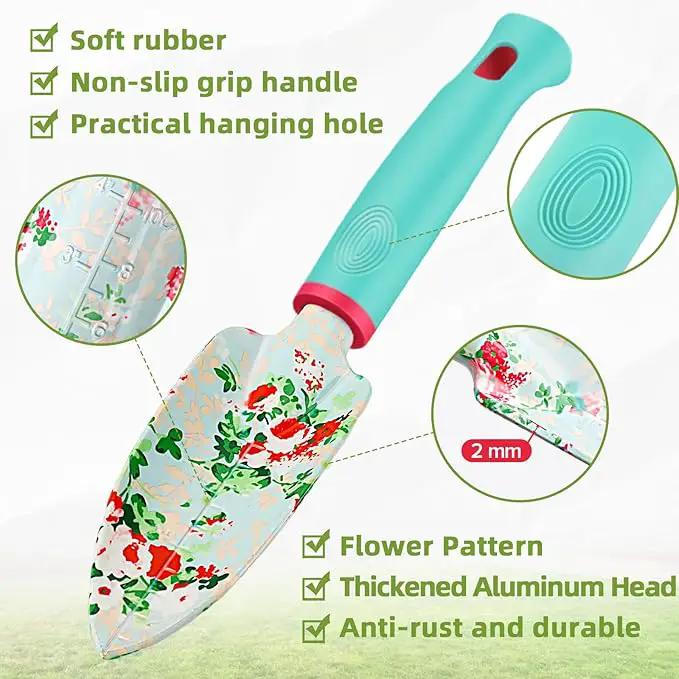 Garden Tools Set WANCHI 10 Piece Heavy Duty Floral Garden Tool Set Gardening Gifts for Women Men Birthday Rust-Proof Aluminum Garden Hand Tools Gardening Kit with Tote Bag Apron Glove by GreenHaven Gardens