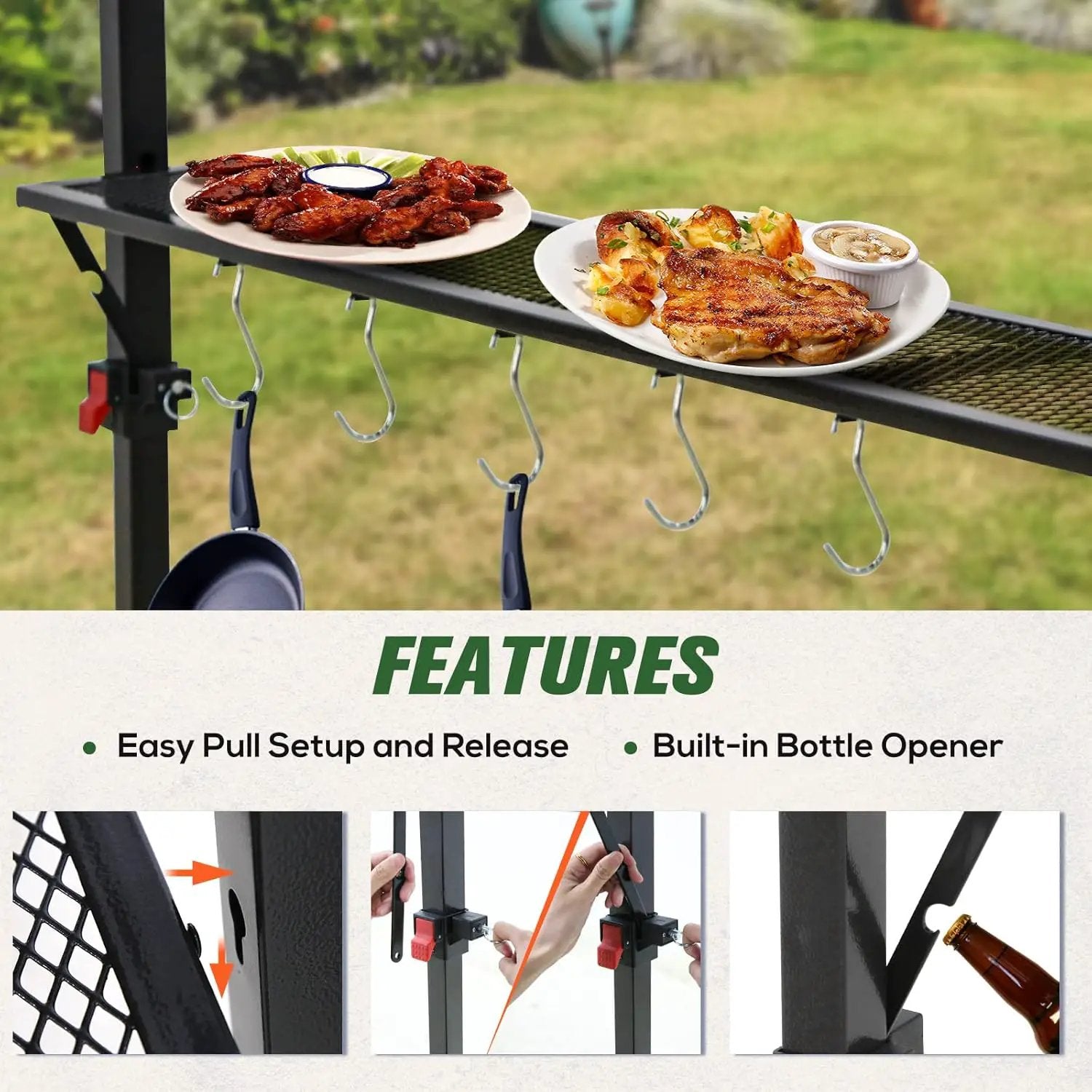 COOS BAY 8x5 Pop up Grill Gazebo Portable BBQ Gazebo Canopy Tent with Carry Bag, Outdoor Barbeque Shelter, Beige by GreenHaven Gardens