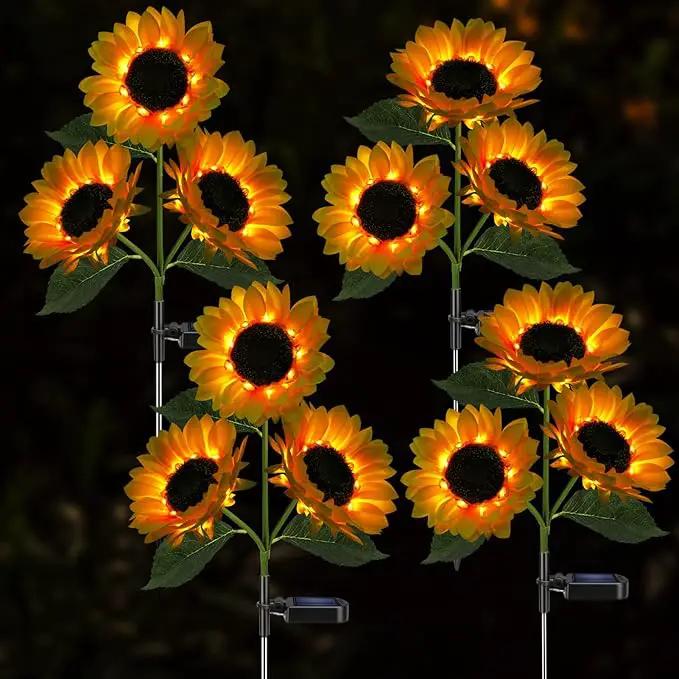 Solar Sunflower Lights, 800mA Solar Garden Light with Real Looking Flowers Outdoor Waterproof Solar Stake Lights for Back Yard, Flower Bed, Pathway, Patio, Porch, Spring Decoration (2 Pack) by GreenHaven Gardens