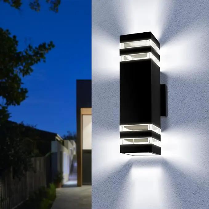4 Pack LED Up Down Porch Wall Light, Modern Dusk to Dawn Outdoor Lighting, Aluminum IP65 Waterproof Exterior Light Fixture, Square Wall Light Sconce for Patio House by GreenHaven Gardens