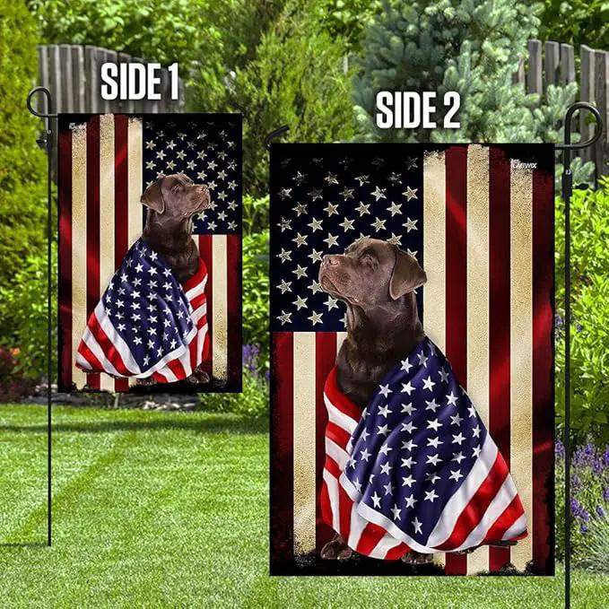 FLAGWIX Chocolate Labrador Retriever Flag - Outdoor Labrador Decorations, Garden Flag (11.5" x 17.5"), Heavy-duty Canvas American with Labrador Flag Dog Garden Decor by GreenHaven Gardens