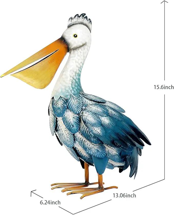 Kircust Pelican Statues, Garden Outdoor Decor Yard Art, Coastal Ocean Metal Bird Sculpture Ornament for Backyard Porch Patio Pond Decorations by GreenHaven Gardens