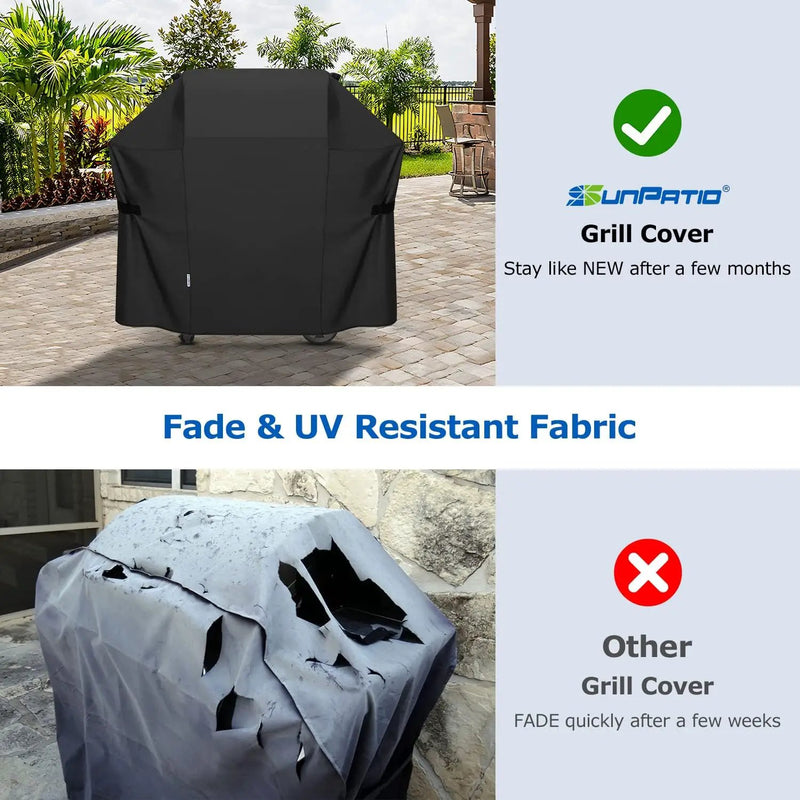 SunPatio BBQ Grill Cover 52 Inch, Outdoor Durable Waterproof Gas Barbecue Cover, Compatible for Weber Spirit 200 and 300 Series, Charbroil and Kenmore Grills, Compared to Weber 7106, 52" x 26" x 43"H by GreenHaven Gardens