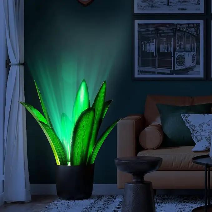Upgraded Large Metal Yard Art, Metal Agave Plant Yard Decorations Outdoor Sculpture, Metal Flowers for Outside, Waterproof Outdoor Garden Decor (Green (W/Solar Light)) by GreenHaven Gardens