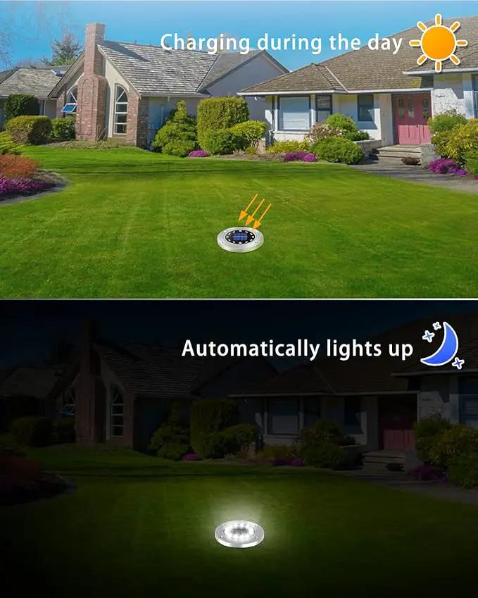 Coroor Solar Ground Lights, 12 LED Waterproof Garden Disk Lights for Outdoor Pathway, Yard, Lawn, Patio, Walkway, Pool (12 Packs White) by GreenHaven Gardens