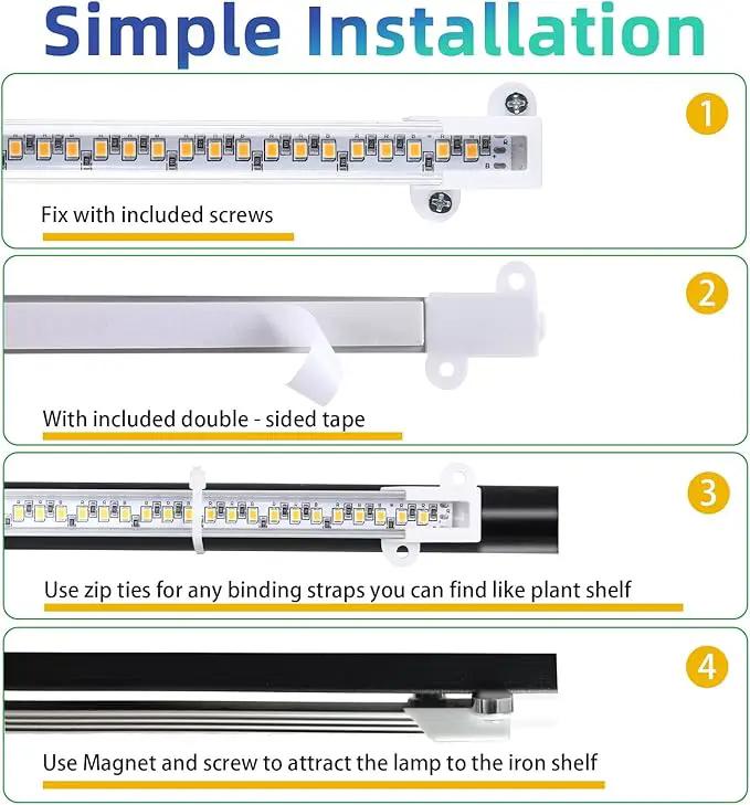 One Strip Growing lamp 2-Pack, Full Spectrum LED Grow Light Strips for Indoor Plants with Auto ON/Off Timer & 4 Dimmable Levels, for Green House Hydroponics Succulent (One Strip×2pcs) by GreenHaven Gardens