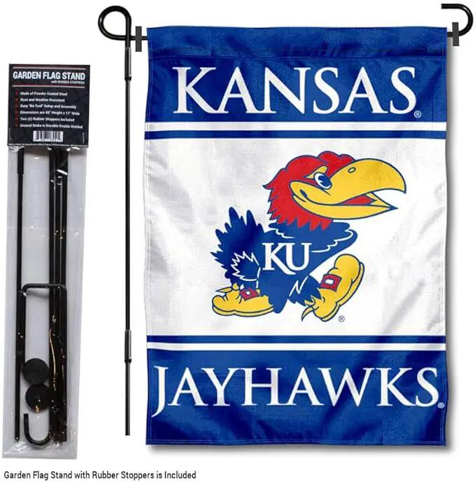 College Flags & Banners Co. Kansas Jayhawks Garden Flag with Stand Holder by GreenHaven Gardens