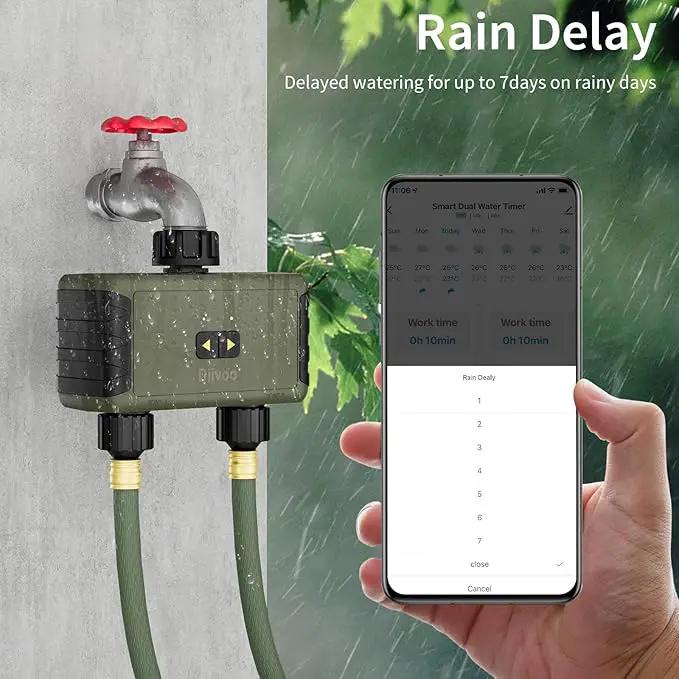 WiFi Sprinkler Timer 2 Zone, Diivoo Smart Water Timer for Garden Hose, Wireless Remote Control Irrigation System with Wi-Fi Hub, Rain Delay and Manual Watering, Leakproof for Yard Lawn Watering by GreenHaven Gardens