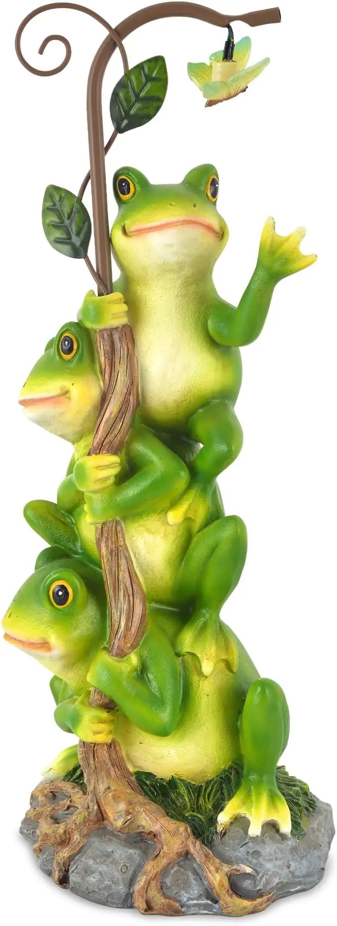 Frog Figurine Garden Decor, Solar Resin Frogs Outdoor Statue, Funny Frog Gift Sculpture Decoration for Home Patio Yard Lawn Porch Ornament by GreenHaven Gardens
