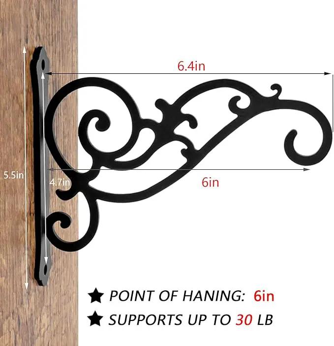 2 Pieces 6-Inch Outdoor Indoor Small Decorative Iron Wall Hooks for Hanging Lanterns Solar Lights Hummingbird Feeders Wind Chimes Hangers, Black by GreenHaven Gardens