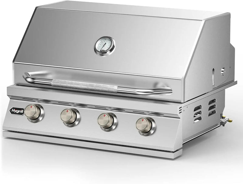 Hygrill 32-Inch Built In Grill, Stainless Steel 4-Burner Grill Head for Outdoor Kitchen, Natural Gas by GreenHaven Gardens