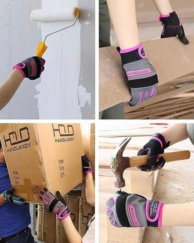 HANDLANDY Women Safety Work Gloves Utility Touch Screen Working Grip Glove for Yardwork Gardening Breathable Mechanic Gloves by GreenHaven Gardens