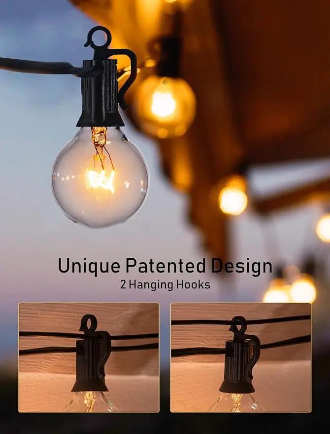 Brightown Outdoor String Lights 25FT G40 Globe Patio Lights with 27 Edison Glass Bulbs(2 Spare), Waterproof Connectable Hanging Light for Backyard Porch Balcony Party Decor, E12 Socket Base, Black by GreenHaven Gardens