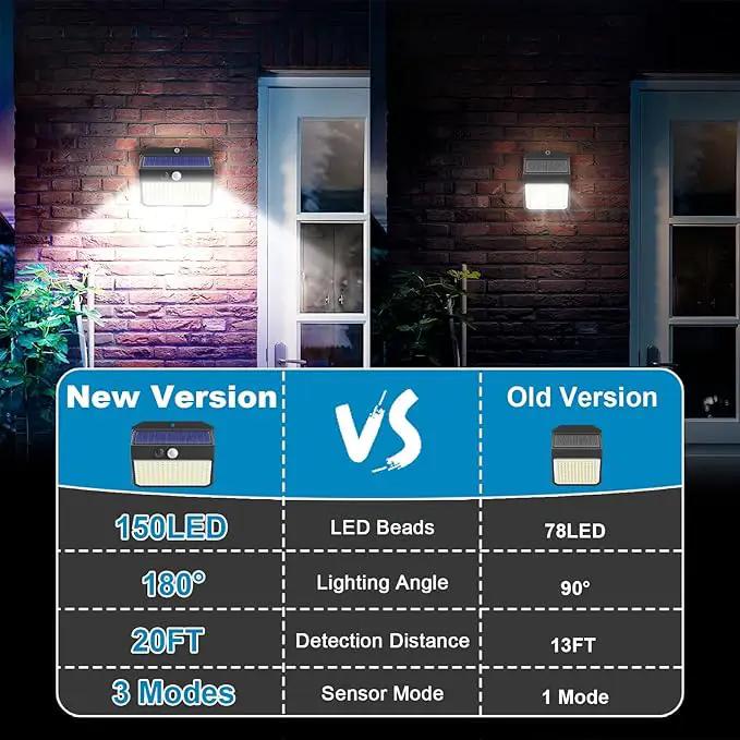 Solar Lights Outdoor 150 LED, 10 Pack Motion Sensor Lights With 3 Lighting Modes, IP65 Waterproof Fence Lights, Security Lights for House by GreenHaven Gardens