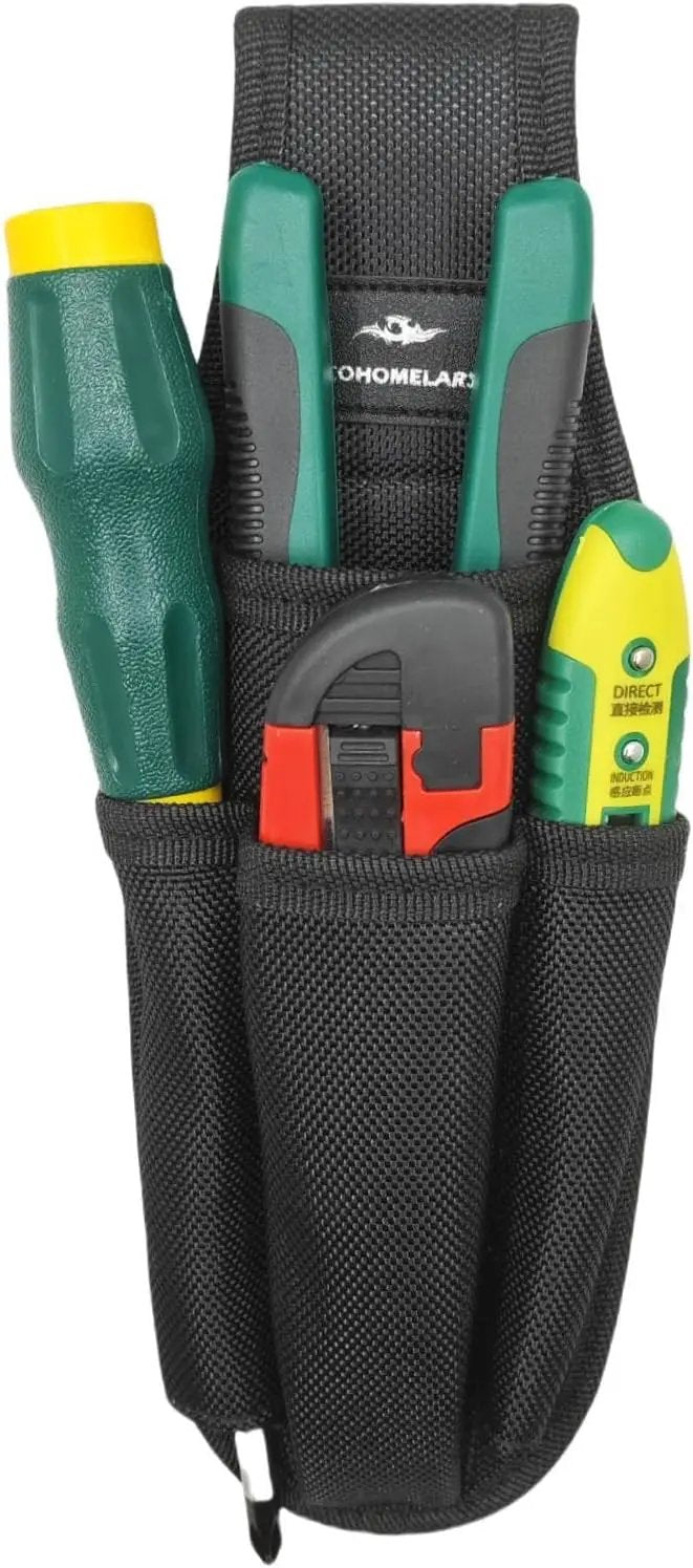Small Tool Pouches with Belt Clip,Electrician Tool Bag,Tool Pouch for Belt,Tool Organizer Holster with 4 Pockets by GreenHaven Gardens