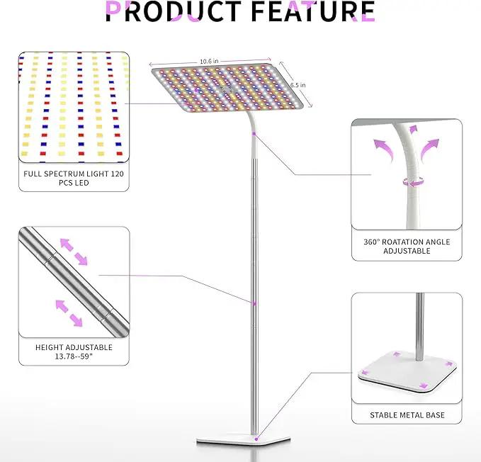 BESTVA 36W Grow Lights with Stand, Full Spectrum LED Plant Light, 12-59 Inch Height Adjustable Growing Lamp with Auto On/Off Timer 4H/8H/12H, 4 Dimmable Brightness by GreenHaven Gardens